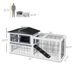 Indoor Rabbit Enclosure, House 59 2 Level Indoor Outdoor with Openable Top Dark Gray - Image 3