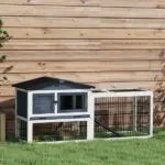 Indoor Rabbit Enclosure, House 59 2 Level Indoor Outdoor with Openable Top Dark Gray - Image 10