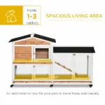 Indoor Rabbit Enclosure, Mobile 62" Wooden with Wheels Yellow Slide-Out Tray and Ramp Pet Cage - Image 4