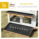 Indoor Rabbit Enclosure, Mobile 62" Wooden with Wheels Yellow Slide-Out Tray and Ramp Pet Cage - Image 7