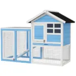 Indoor Rabbit Enclosure, Outdoor Hutch 48 Inch Bunny Cage with Waterproof Roof Run Removable Tray Ramp Light Blue - Image 11
