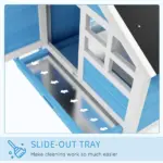 Indoor Rabbit Enclosure, Outdoor Hutch 48 Inch Bunny Cage with Waterproof Roof Run Removable Tray Ramp Light Blue - Image 6