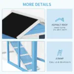 Indoor Rabbit Enclosure, Outdoor Hutch 48 Inch Bunny Cage with Waterproof Roof Run Removable Tray Ramp Light Blue - Image 7