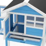 Indoor Rabbit Enclosure, Outdoor Hutch 48 Inch Bunny Cage with Waterproof Roof Run Removable Tray Ramp Light Blue - Image 9