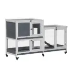 Indoor Rabbit Enclosure, Wooden Bunny Hutch, Elevated Pet House with No Leak Tray, Lockable Door and Openable Top for Indoor, Gray - Image 11