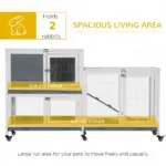 Indoor Rabbit Enclosure, Wooden Bunny Hutch, Elevated Pet House with No Leak Tray, Lockable Door and Openable Top for Indoor, Gray - Image 4