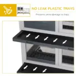 Indoor Rabbit Enclosure, Wooden Bunny Hutch, Elevated Pet House with No Leak Tray, Lockable Door and Openable Top for Indoor, Gray - Image 6