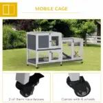 Indoor Rabbit Enclosure, Wooden Bunny Hutch, Elevated Pet House with No Leak Tray, Lockable Door and Openable Top for Indoor, Gray - Image 7