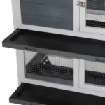 Indoor Rabbit Enclosure, Wooden Bunny Hutch, Elevated Pet House with No Leak Tray, Lockable Door and Openable Top for Indoor, Gray - Image 8
