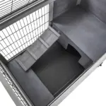 Indoor Rabbit Enclosure, Wooden Elevated Indoor Cage Habitat with No Leak Tray Wheels for Rabbits Guinea Pigs Gray - Image 8