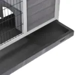 Indoor Rabbit Enclosure, Wooden Elevated Indoor Cage Habitat with No Leak Tray Wheels for Rabbits Guinea Pigs Gray - Image 9
