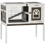 Indoor Rabbit Hutch Wooden Guinea Pig Cage with Tray Lockable Doors Coffee - Image 11