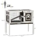 Indoor Rabbit Hutch Wooden Guinea Pig Cage with Tray Lockable Doors Coffee - Image 3
