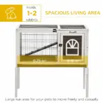 Indoor Rabbit Hutch Wooden Guinea Pig Cage with Tray Lockable Doors Coffee - Image 4