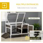 Indoor Rabbit Hutch Wooden Guinea Pig Cage with Tray Lockable Doors Coffee - Image 5