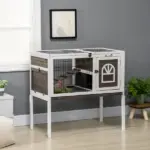 Indoor Rabbit Hutch Wooden Guinea Pig Cage with Tray Lockable Doors Coffee - Image 10