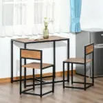 HOMCOM Industrial Dining Table Set for 2 Compact Kitchen Table and Chairs Rustic Brown for Small Spaces - Image 11