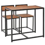 HOMCOM Industrial Dining Table Set for 2 Compact Kitchen Table and Chairs Rustic Brown for Small Spaces - Image 12