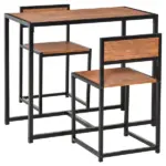 HOMCOM Industrial Dining Table Set for 2 Compact Kitchen Table and Chairs Rustic Brown for Small Spaces