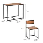 HOMCOM Industrial Dining Table Set for 2 Compact Kitchen Table and Chairs Rustic Brown for Small Spaces - Image 3