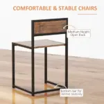 HOMCOM Industrial Dining Table Set for 2 Compact Kitchen Table and Chairs Rustic Brown for Small Spaces - Image 7
