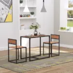 HOMCOM Industrial Dining Table Set for 2 Compact Kitchen Table and Chairs Rustic Brown for Small Spaces - Image 9