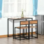 HOMCOM Industrial Dining Table Set for 2 Compact Kitchen Table and Chairs Rustic Brown for Small Spaces - Image 10