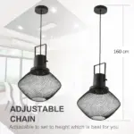 Industrial Pendant Light Fixtures with Adjustable Hanging Chain, Black - Image 4