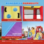 Qaba Inflatable Water Slide 6-in-1 with 480W Blower, Bounce House with Climbing Wall, Splashing Pool, Basketball Hoop - Image 4