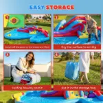 Qaba Inflatable Water Slide 6-in-1 with 480W Blower, Bounce House with Climbing Wall, Splashing Pool, Basketball Hoop - Image 6