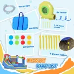 Outsunny Inflatable Water Slide Park 6-in-1 Kids Bounce House Castle with Pool Cannon Slide Trampoline Throwing Wall 450W Blower - Image 5