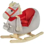 Qaba Interactive Kids Rocking Horse Toy, Gray with Cradlesong and Hand Puppet, for 18-36 Months