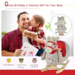 Qaba Interactive Kids Rocking Horse Toy, Gray with Cradlesong and Hand Puppet, for 18-36 Months - Image 4