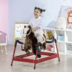 Interactive Spring Rocking Horse Dark Brown Realistic Sounds for Kids 5-12 Years - Image 2
