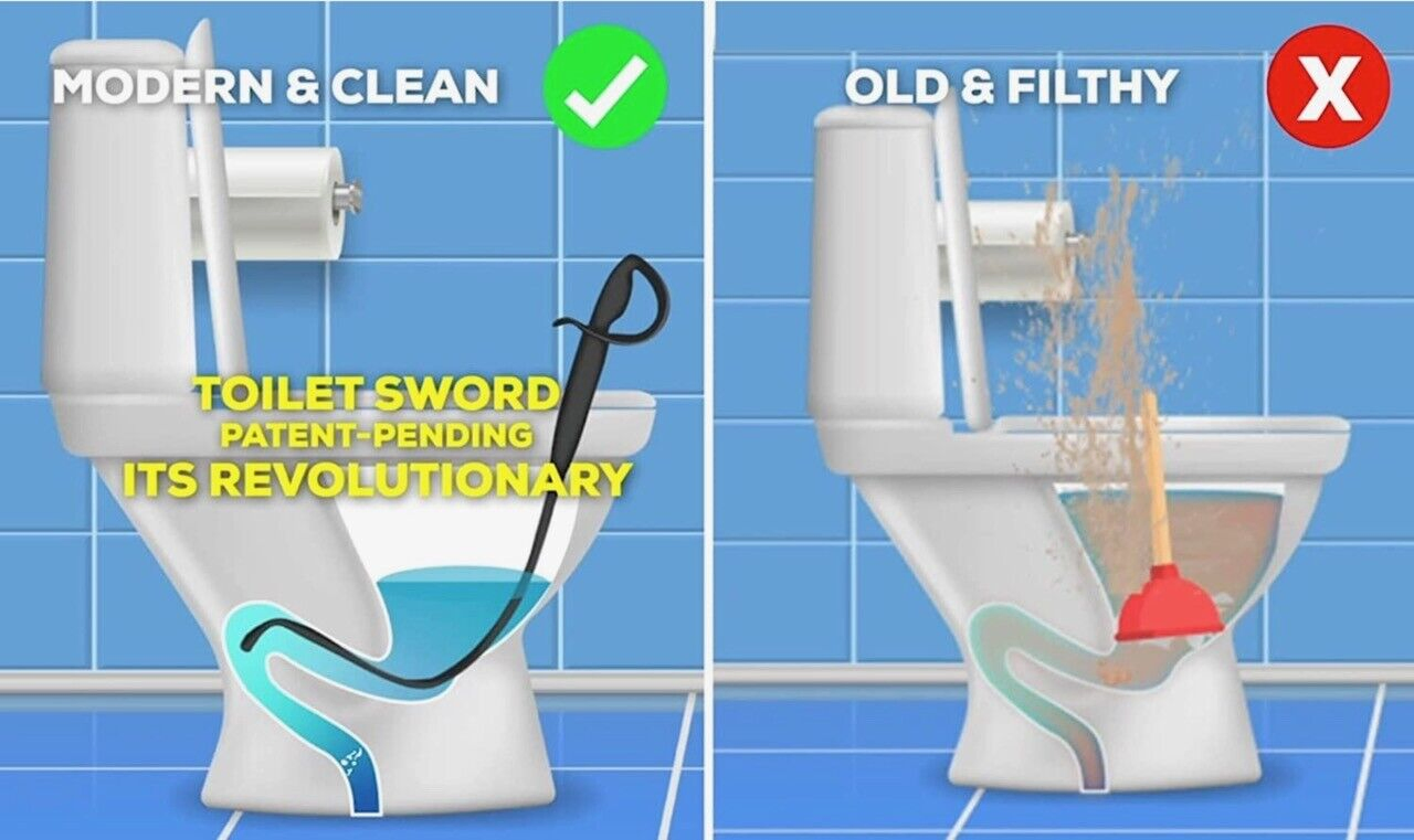 Keegan Tools Toilet Sword 32 Inch Toilet Clog Remover with Wall Hook