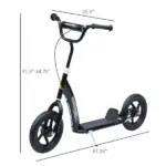 HOMCOM Kick Scooter for Kids 5-12 Years Old with Adjustable Height Handlebar, Non-slip Footplate, Big Wheels, Rear Brake, Black - Image 3