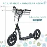 HOMCOM Kick Scooter for Kids 5-12 Years Old with Adjustable Height Handlebar, Non-slip Footplate, Big Wheels, Rear Brake, Black - Image 6
