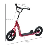 HOMCOM Kick Scooter for Kids 5-12 Years Old with Adjustable Height Handlebar, Non-slip Footplate, Big Wheels, Rear Brake, Red - Image 3