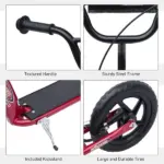 HOMCOM Kick Scooter for Kids 5-12 Years Old with Adjustable Height Handlebar, Non-slip Footplate, Big Wheels, Rear Brake, Red - Image 5