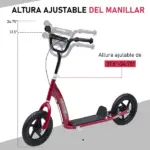 HOMCOM Kick Scooter for Kids 5-12 Years Old with Adjustable Height Handlebar, Non-slip Footplate, Big Wheels, Rear Brake, Red - Image 7