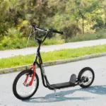 Kick Scooter with Adjustable Handlebar, Teens Ride On Toy with Front and Rear Dual Brakes Inflatable Wheels, For 5+, Black - Image 2