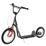 Kick Scooter with Adjustable Handlebar, Teens Ride On Toy with Front and Rear Dual Brakes Inflatable Wheels, For 5+, Black