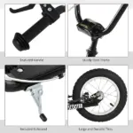 Kick Scooter with Adjustable Handlebar, Teens Ride On Toy with Front and Rear Dual Brakes Inflatable Wheels, For 5+, Black - Image 6