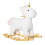 Kids 2 in 1 Rocking Horse and Glide Unicorn with Sound, Wooden Base, Pedal, Grip Handle, White, for 3-6 Years Old - Image 11