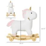 Kids 2 in 1 Rocking Horse and Glide Unicorn with Sound, Wooden Base, Pedal, Grip Handle, White, for 3-6 Years Old - Image 3