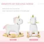 Kids 2 in 1 Rocking Horse and Glide Unicorn with Sound, Wooden Base, Pedal, Grip Handle, White, for 3-6 Years Old - Image 6