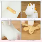 Kids 2 in 1 Rocking Horse and Glide Unicorn with Sound, Wooden Base, Pedal, Grip Handle, White, for 3-6 Years Old - Image 7
