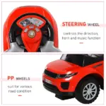 Kids 3 in 1 Push Car Ride-On Stroller Sliding Walking Toy with Horn Music Light Secure Bar for Boys Girls 1-3 Years Old Red - Image 4