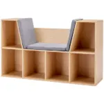 Kids 6-Cube Bookcase Organizer with Reading Nook, Natural Bedroom Storage with Seat Cushion, Playroom Shelf, 40.5x12x23.5 - Image 11