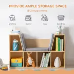 Kids 6-Cube Bookcase Organizer with Reading Nook, Natural Bedroom Storage with Seat Cushion, Playroom Shelf, 40.5x12x23.5 - Image 4